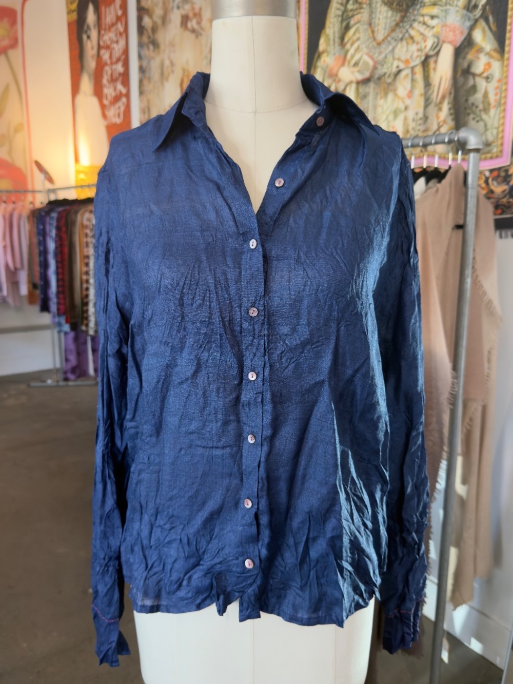 Nimbu Zu Silk Botton Down in Blue